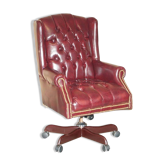 Fauteuil de bureau Chesterfield Wingback en cuir vintage