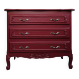 Vintage chest of drawers restyled in Bordeaux red