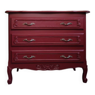 Commode vintage relookée rouge Bordeaux