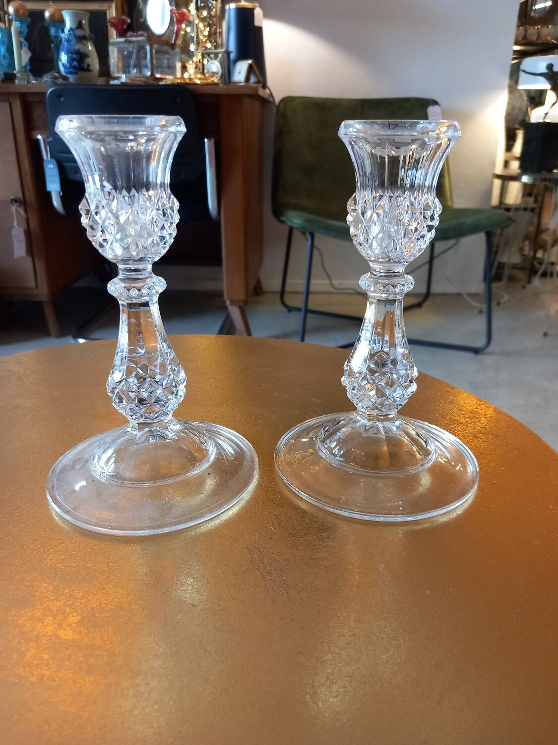 Pair of Crystal candlesticks.