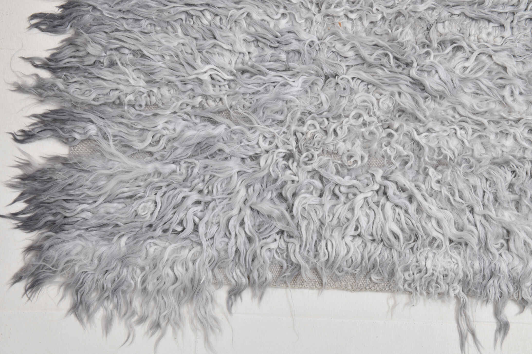 Wool gray turkish runner rug 262x96cm