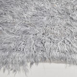 Wool gray turkish runner rug 262x96cm