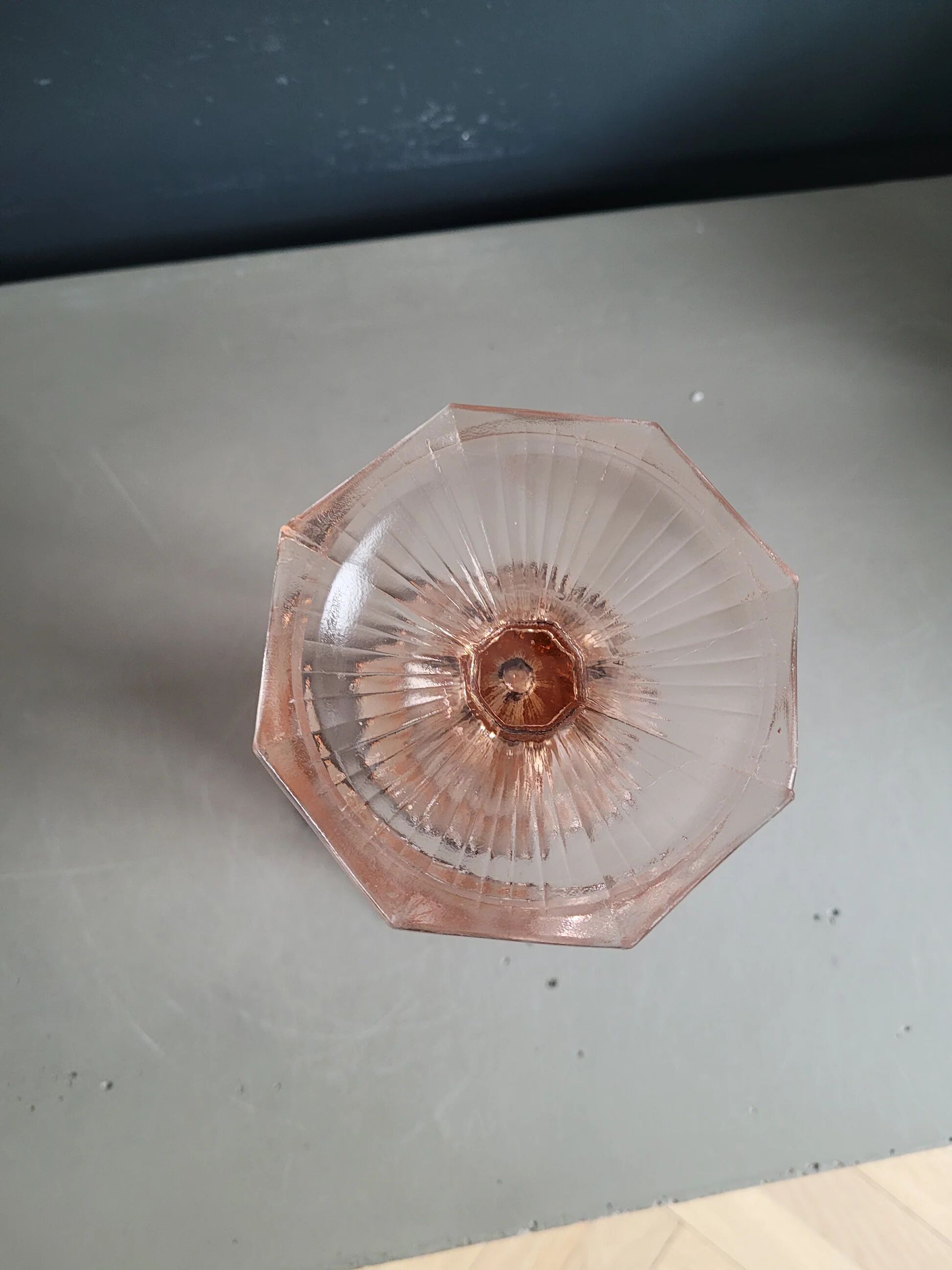 Vintage pink moulded glass tulip vase