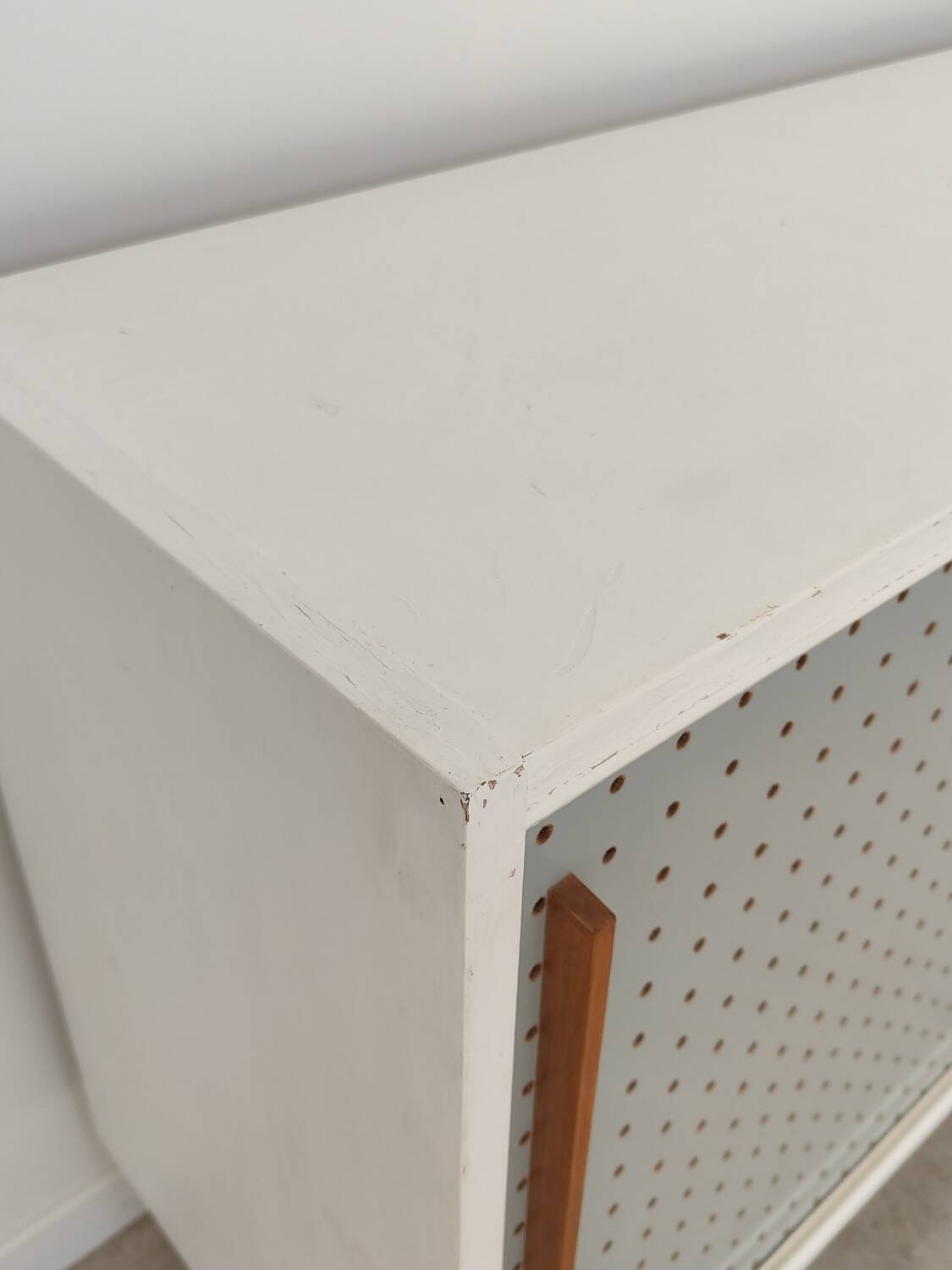 Blue and white chest of drawers by Drevopodnik Brno 1960