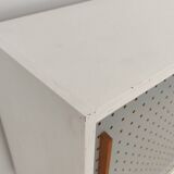 Blue and white chest of drawers by Drevopodnik Brno 1960