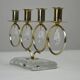Brass Candelabra with Art Glass Base and Glass Prisms by Gunnar Ander for Ystad-Metall, Sweden, 1950s