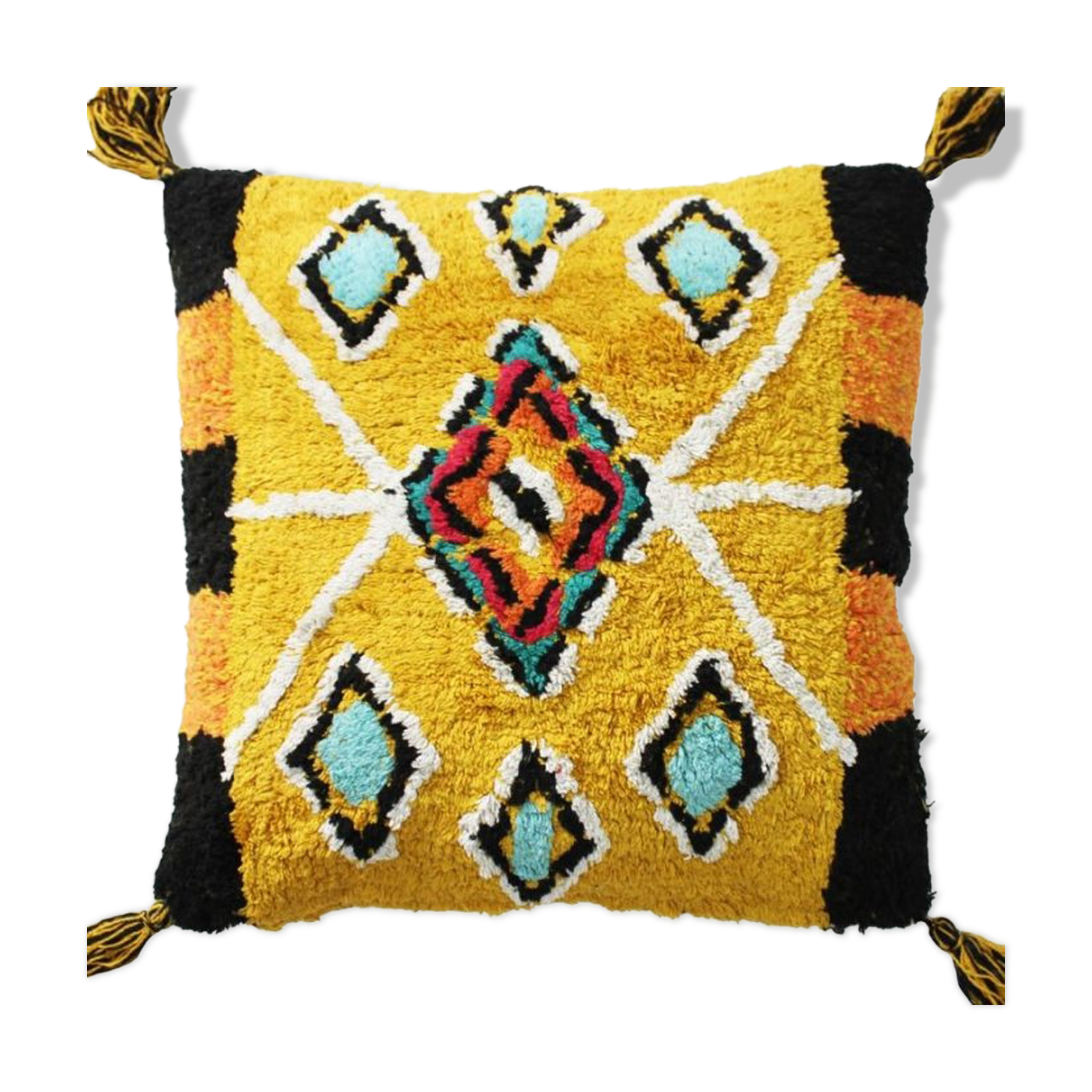 45x45 yellow coloured patterned cushion