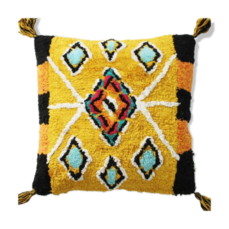 Coussin berbere 45x45 jaune motifs colorés