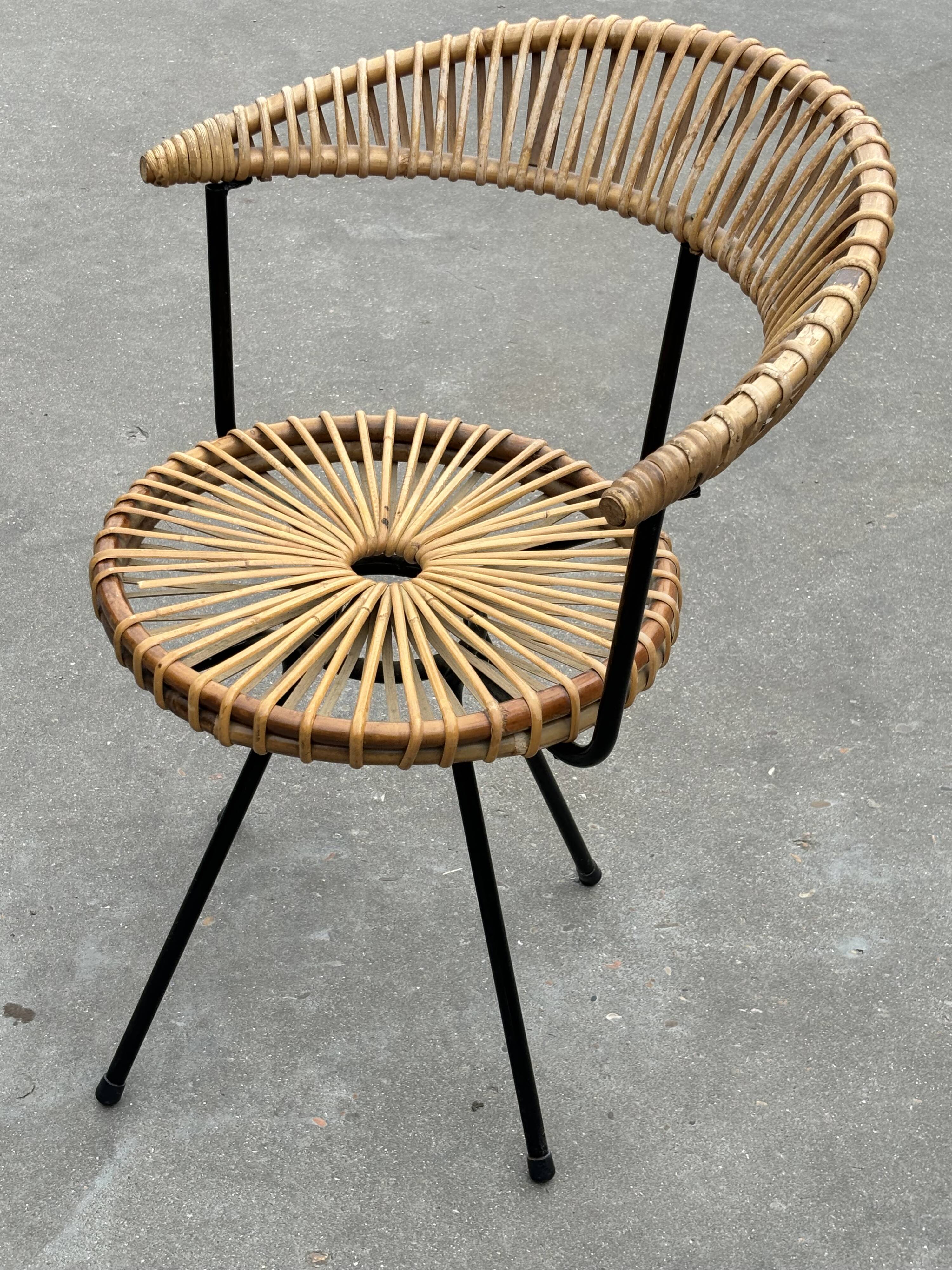 Vintage rattan chair Rohe Noordwolde Netherlands 1960s design