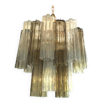 Fume’ and opalino “tronchi” murano glass chandelier d50 by simoeng