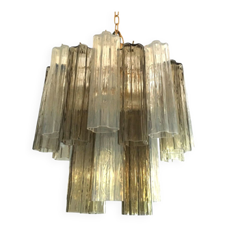 Fume’ and opalino “tronchi” murano glass chandelier d50 by simoeng