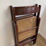 Folding chair occasional chair vintage wooden office chair with cane seat