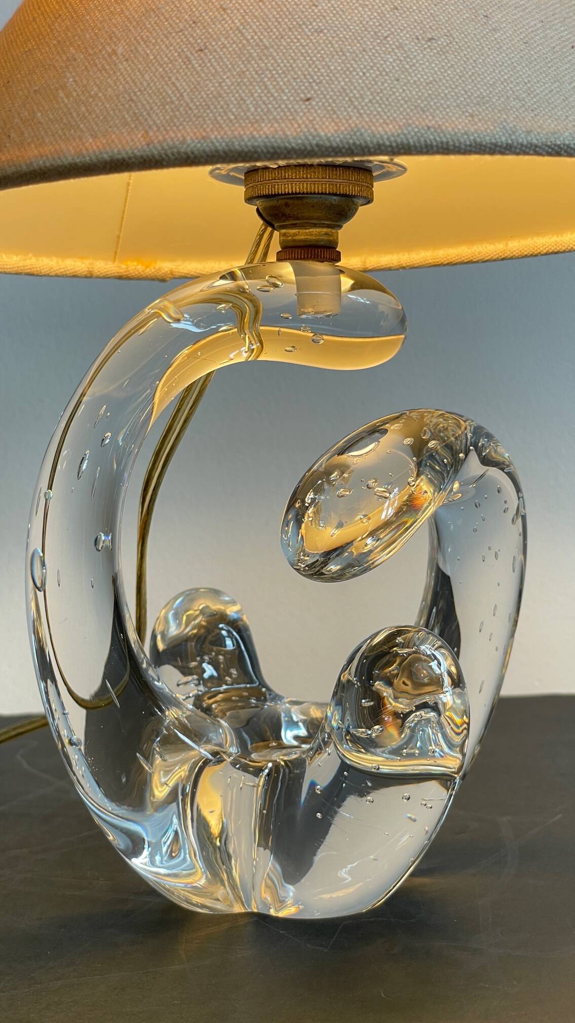 Lampe cristal art déco gravée Paris France