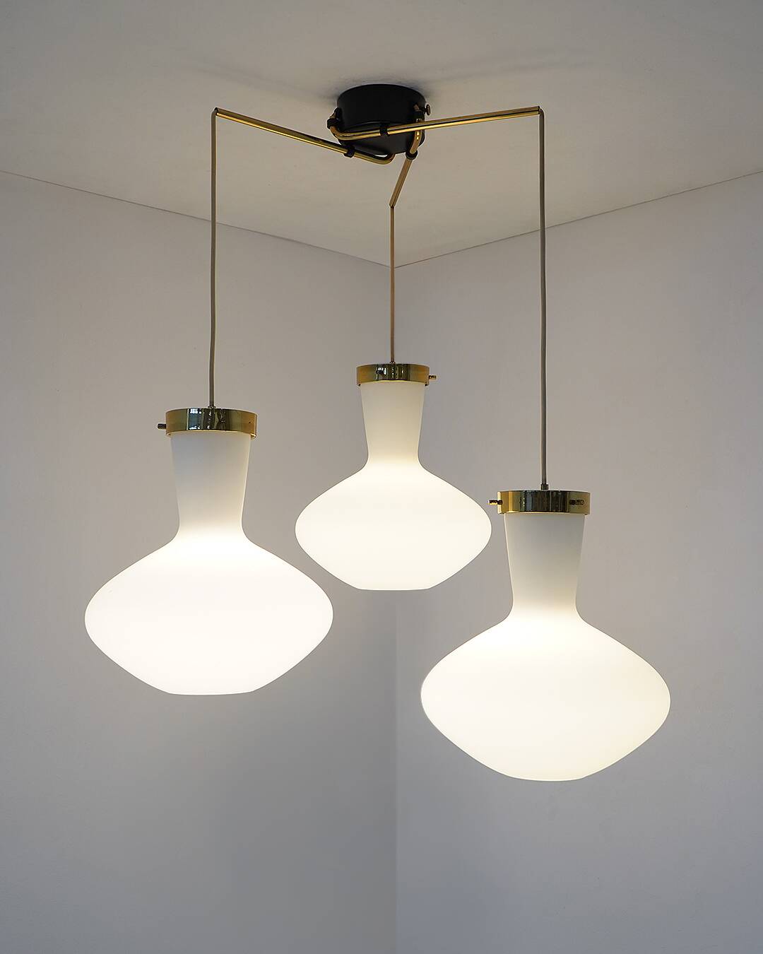 Stilnovo Three-Light Pendant, 1950s