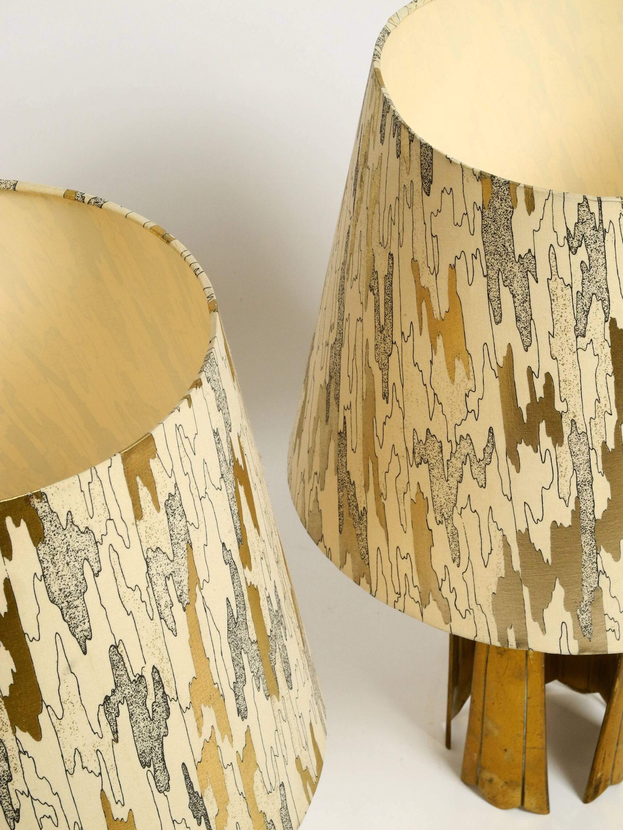 Pair of large extraordinary heavy Mid Century brass table lamps