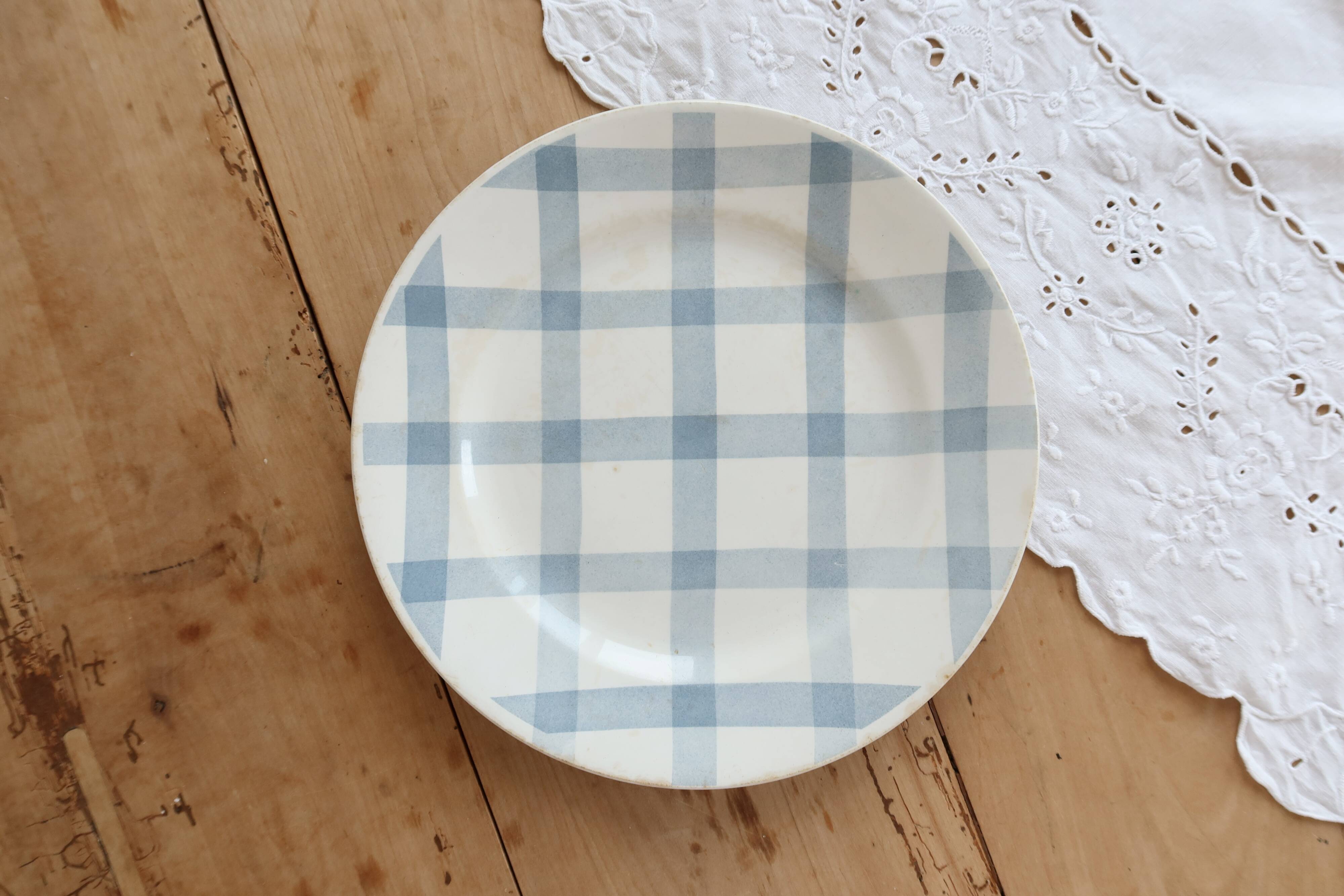 Vintage serving dish Moulin des Loups model Blue Grey Tablecloth