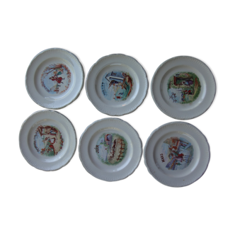 Lot of 6 dessert plates L Amandinoise St Amand