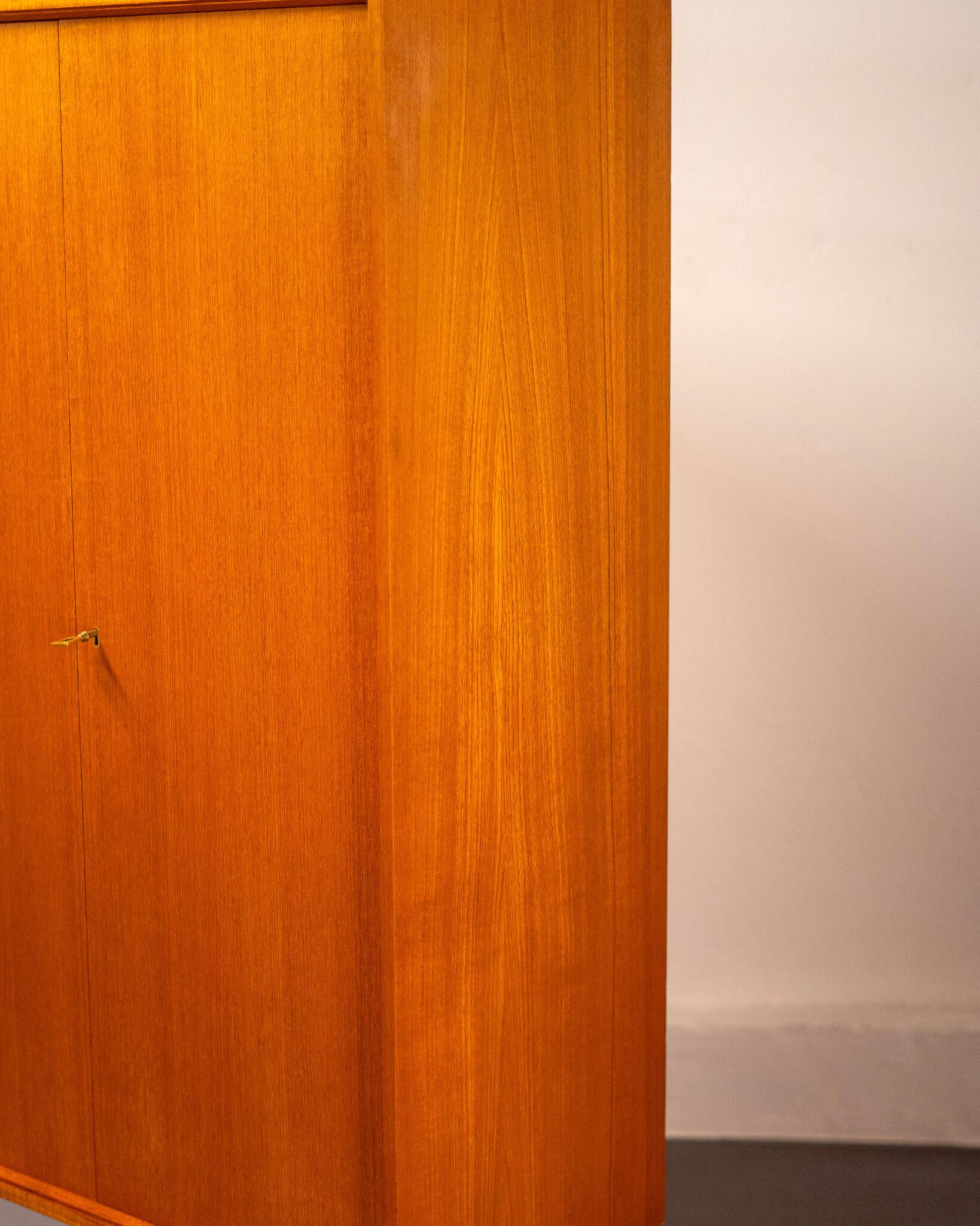 Mid Century Teak and Steel Wardrobe by Franz Meyer Möbel, 1960's, Germany