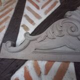 Large patinated linen wood pediment