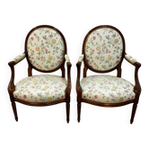 Pair of Louis XVI medallion armchairs