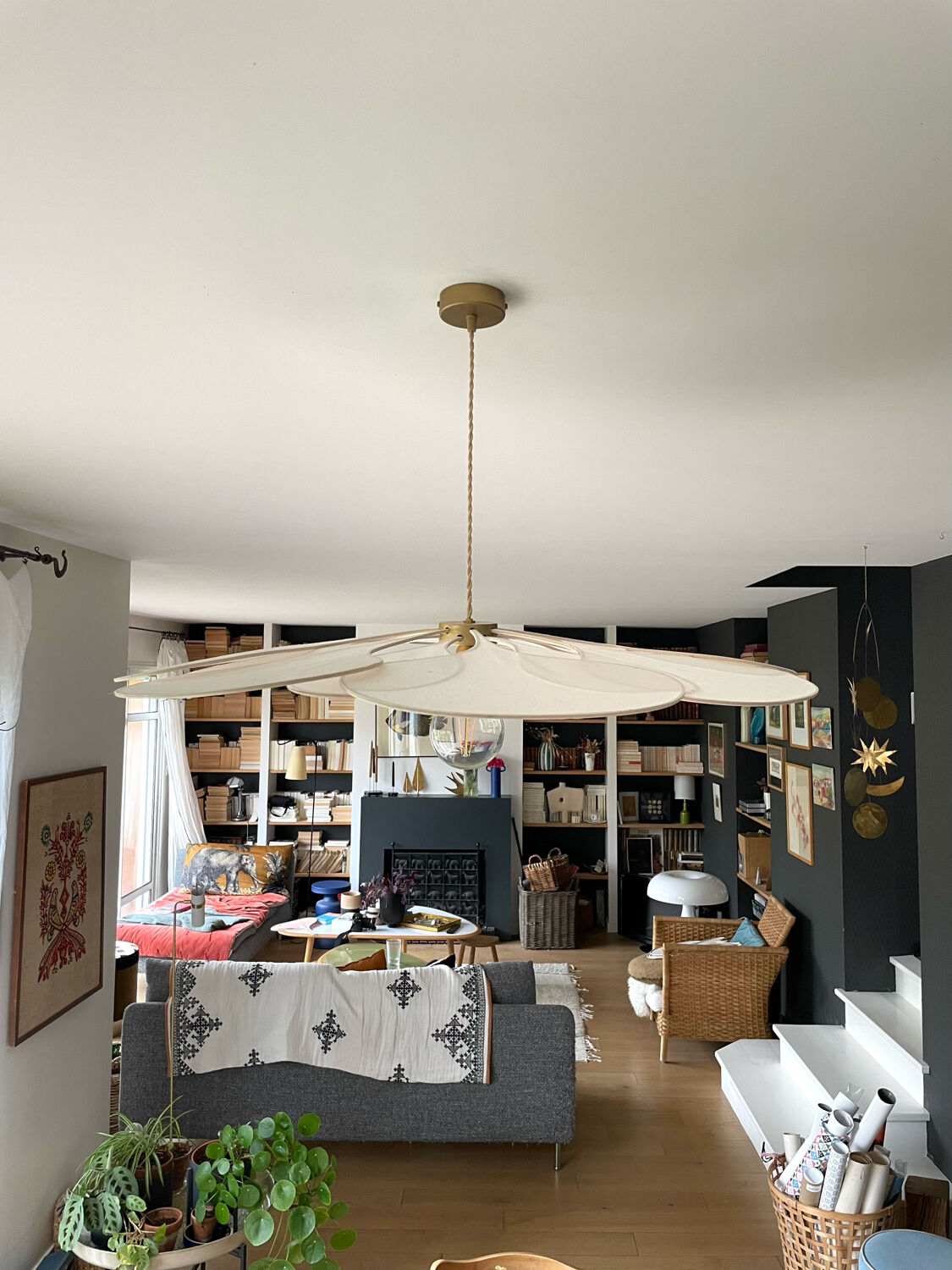 Linen and rattan suspension