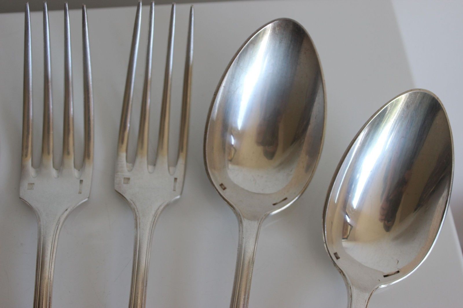 Uniplat monogrammed Christofle 5 Forks 4 large and small spoons