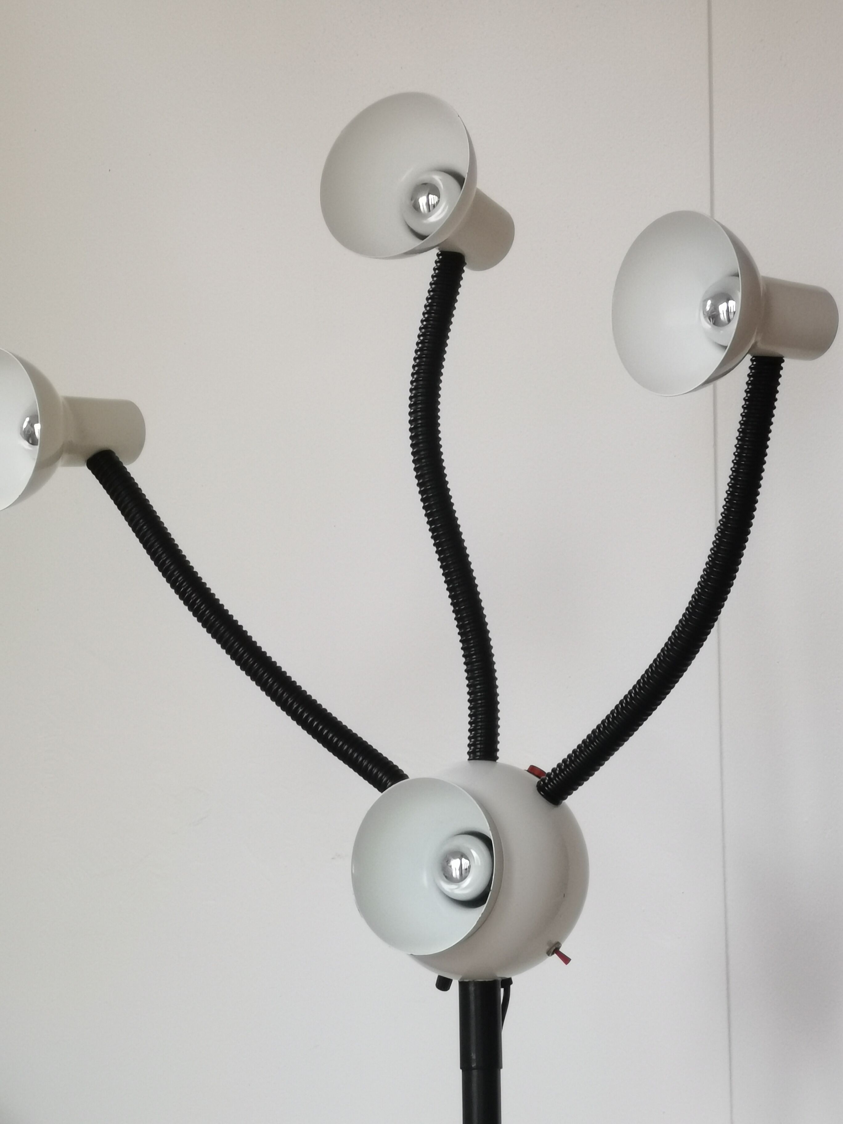 Space age lamp with 4 articulated spots, eyeball, sci-fi, 1970.
