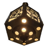 Antique Openwork Sawn Brass Pendant Lamp, early 1900s