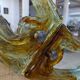 Venetian round mirror in amber murano glass by Mazzega 1960s
