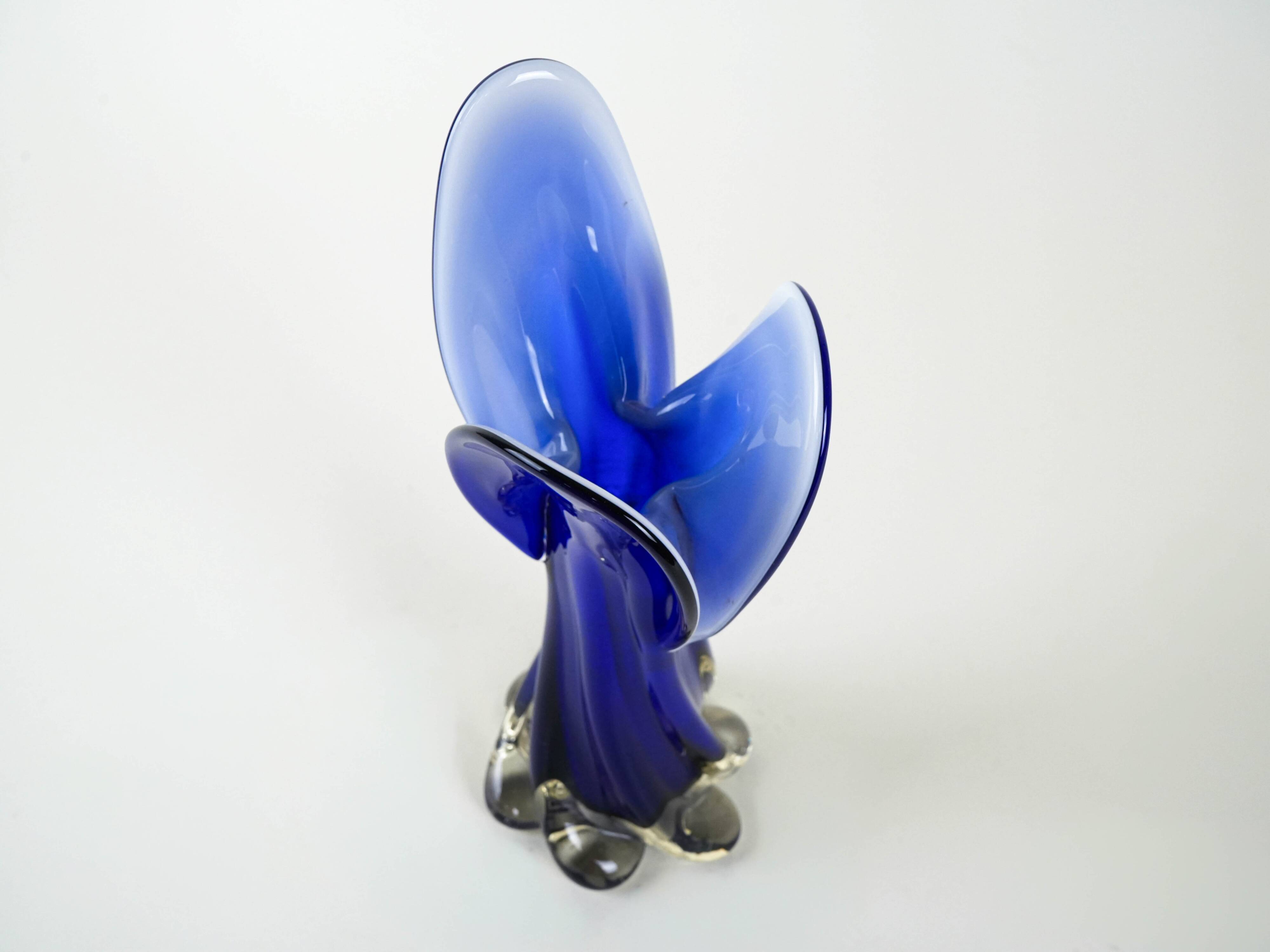 Cobalt vase, Murano glass, Italian design, 1960s, made in Italy