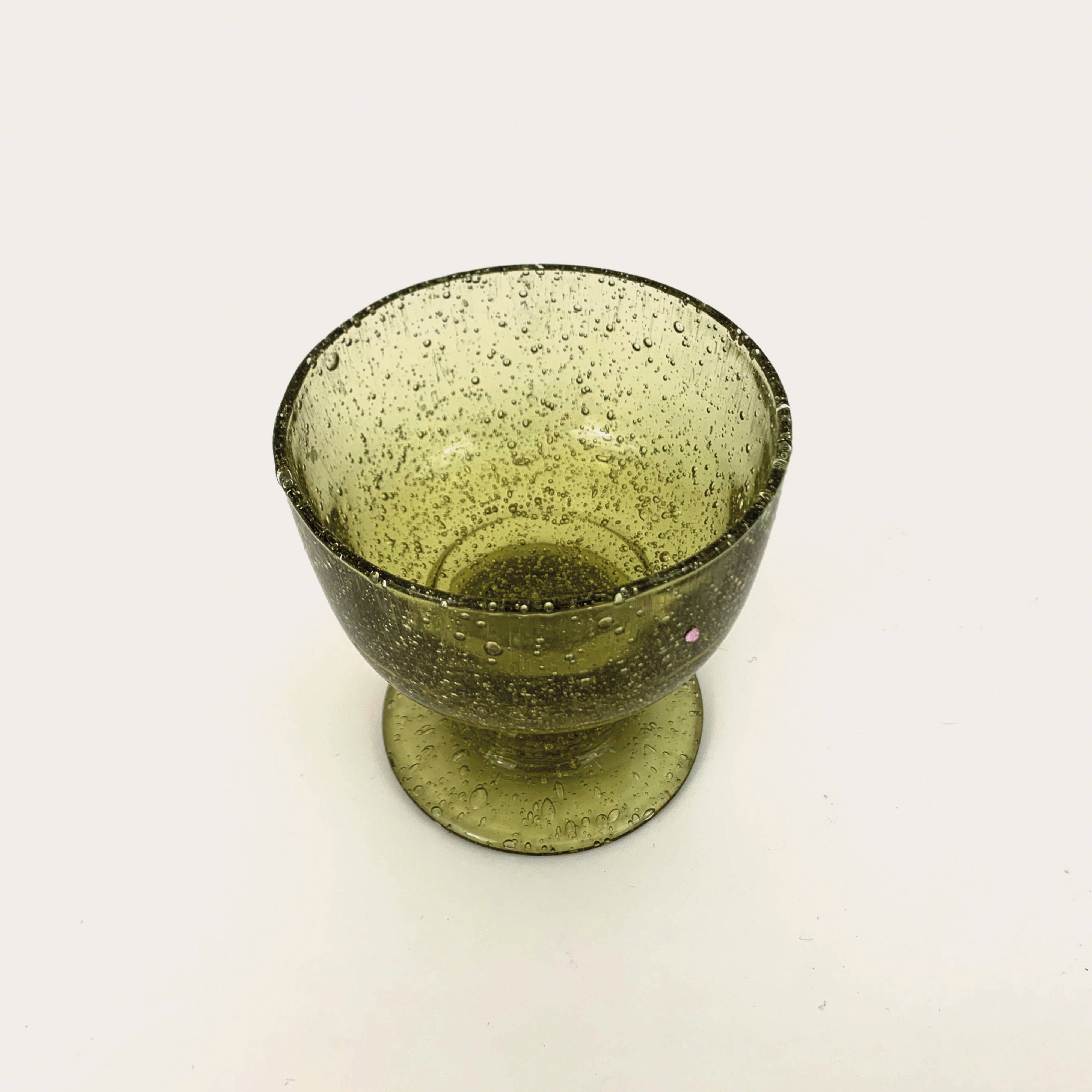Cup, glass or tealight holder in green blown glass