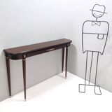 Vintage Ebonized Beech Console Table by Paolo Buffa with Glass Top, Italy