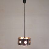 Vintage pendant lamp with chrome cylinder and glass globe