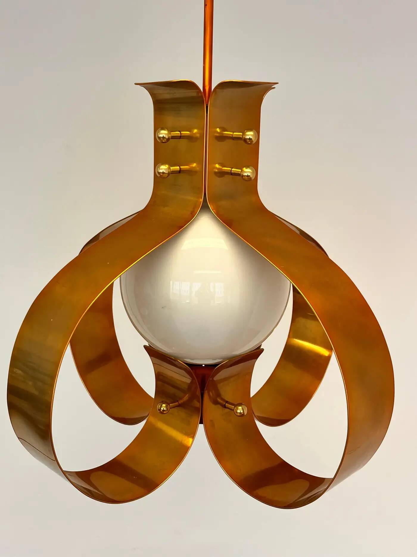 XXL pair of design mid-century large brass pendants / chandeliers - 1980s