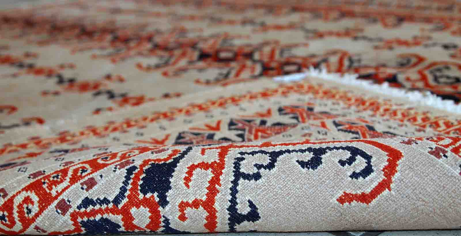 Vintage carpet Uzbek Bukhara handmade 127cm x 173cm 1960s, 1C491