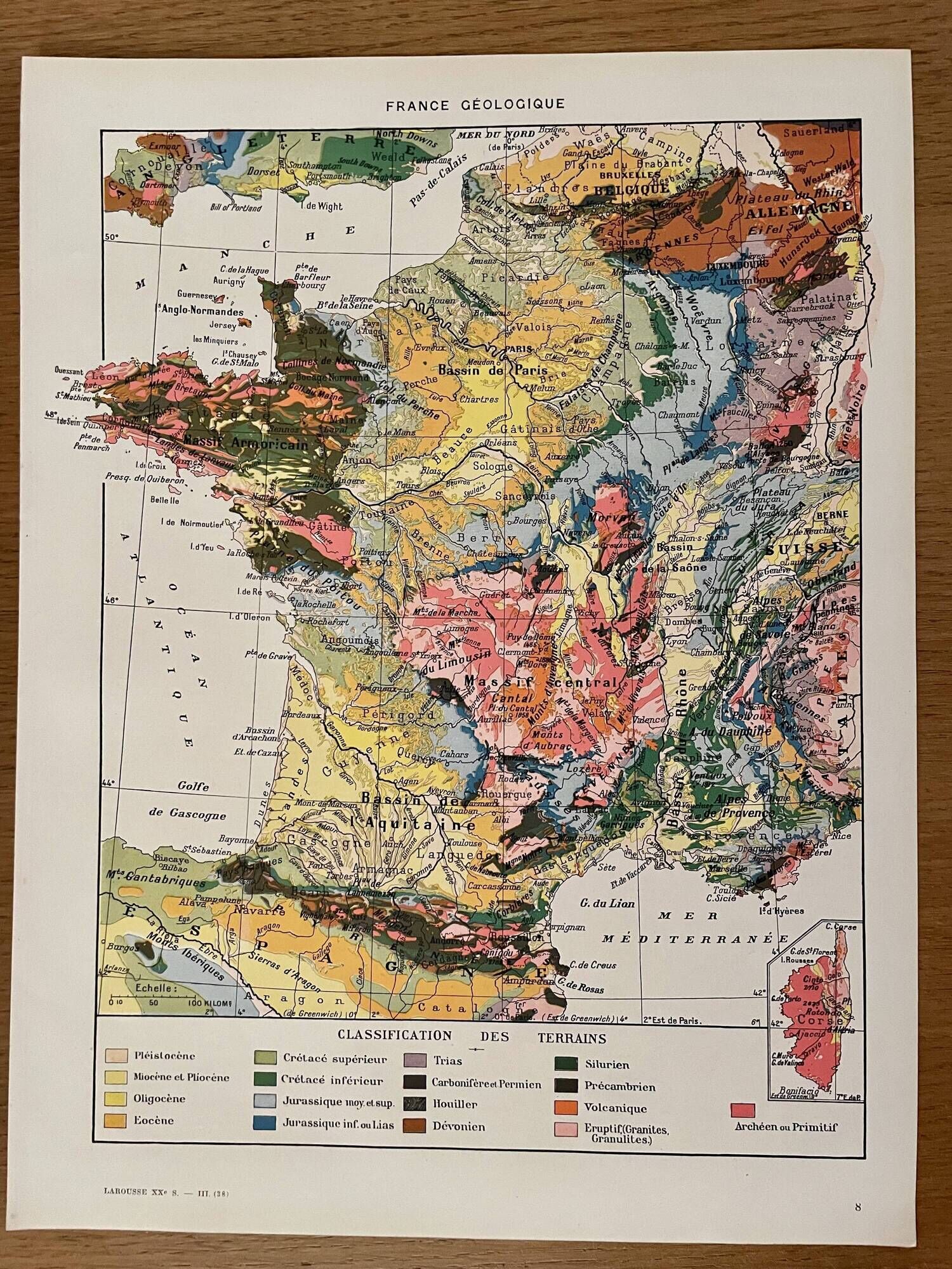 Old geological France map - 1930