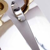 Pair of brass and chrome-plated metal candlesticks