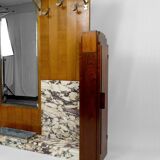 Large Art Deco wardrobe in oak, marble and mahogany, circa 1925
