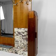 Large Art Deco wardrobe in oak, marble and mahogany, circa 1925