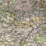 Lithograph map of Paris and its suburbs - 1900