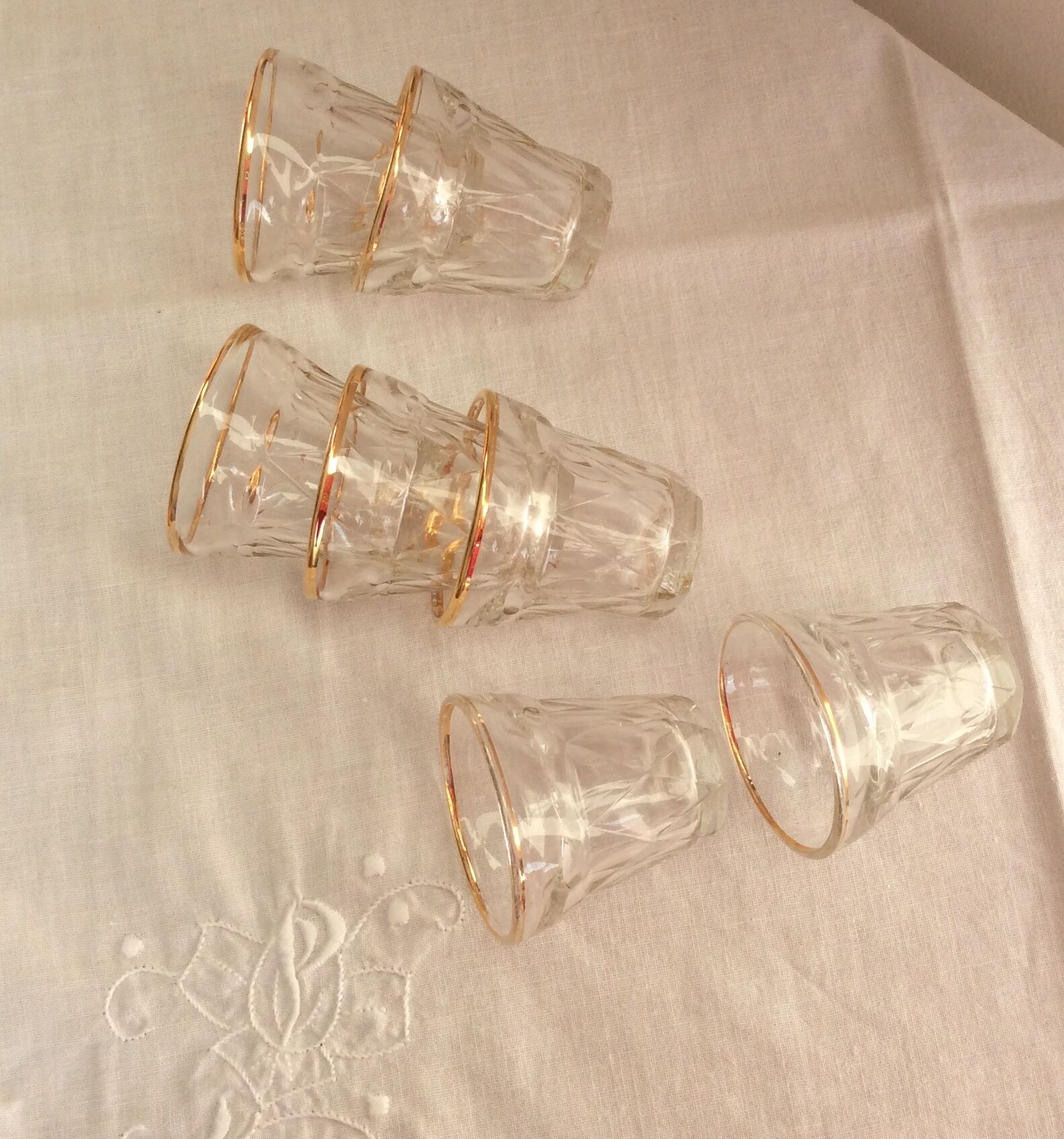 Set of 7 old small glasses BVB France R.E.G.D.