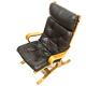 Scandinavian mid century lounge chair bentwood and leather, 1960s