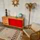 Enfilade vintage moderniste pieds compas 150 cm années 1950