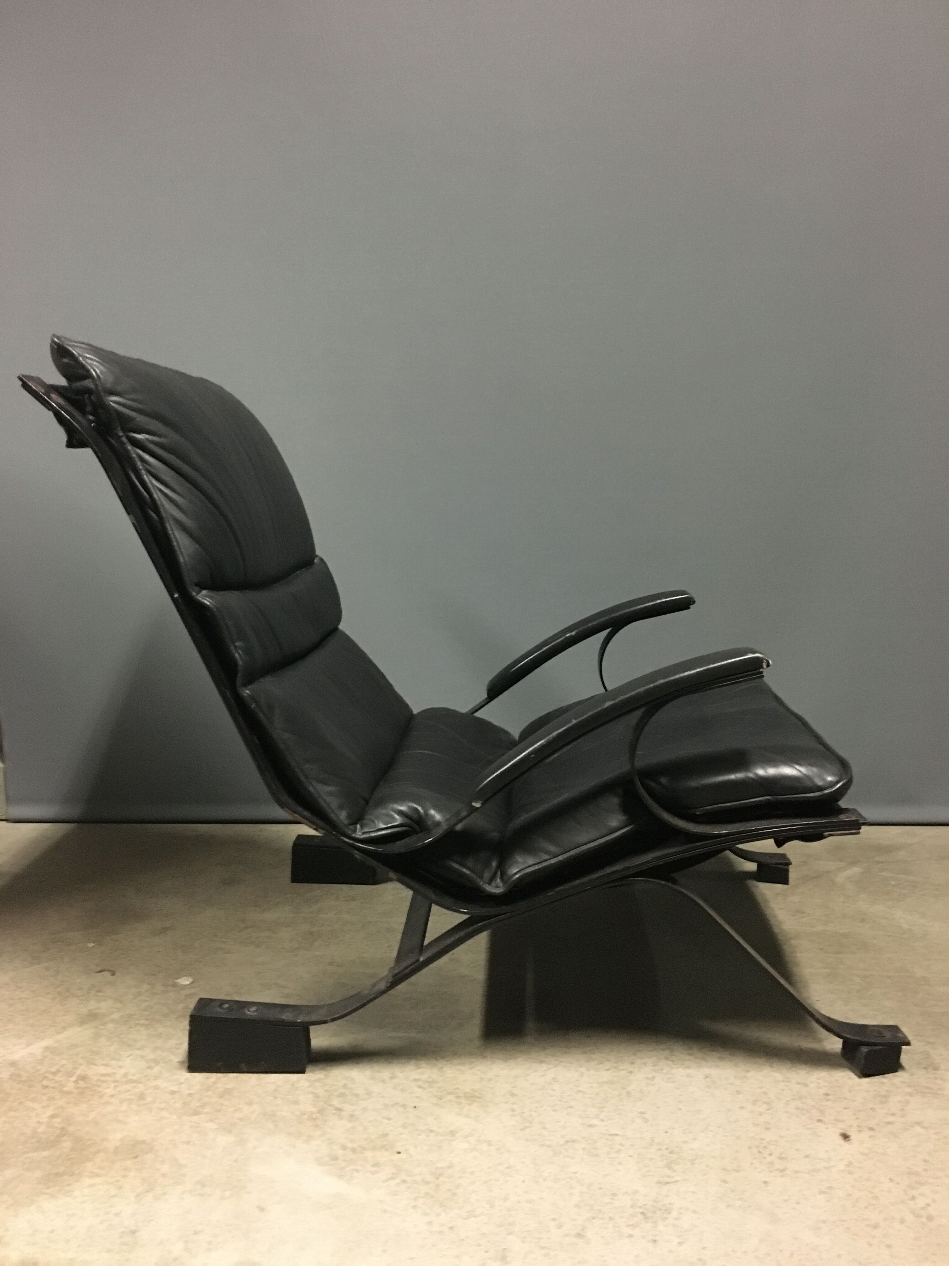 Pep Bonet Tuman Black Leatherette Lounge Chair for Levesta, circa 1969