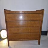 Oak veneer chest of drawers from the 50s/60s
