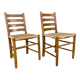 Ensemble de deux chaises de ferme vintage avec sièges en paille