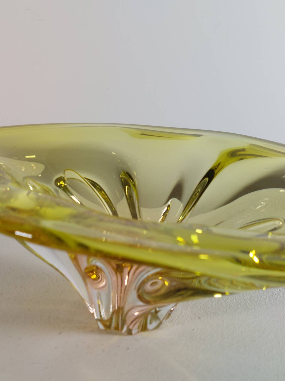 Bol à fruits en verre organique vintage du milieu du siècle Murano