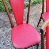 Set of 6 chairs from the 60s in red moleskine