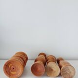 Set of 4 Scandinavian turned wooden candle holders