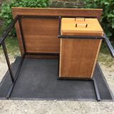 Vintage modernist office in oak and metal tubular base
